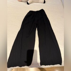 Black Linen Wide-Leg Pants